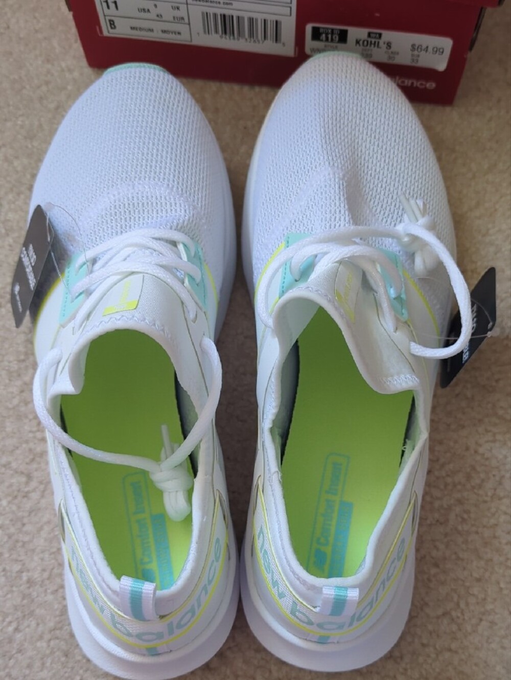 New Balance Women's White Athletic Sneakers with Blue & Yellow - Picture 5 of 11